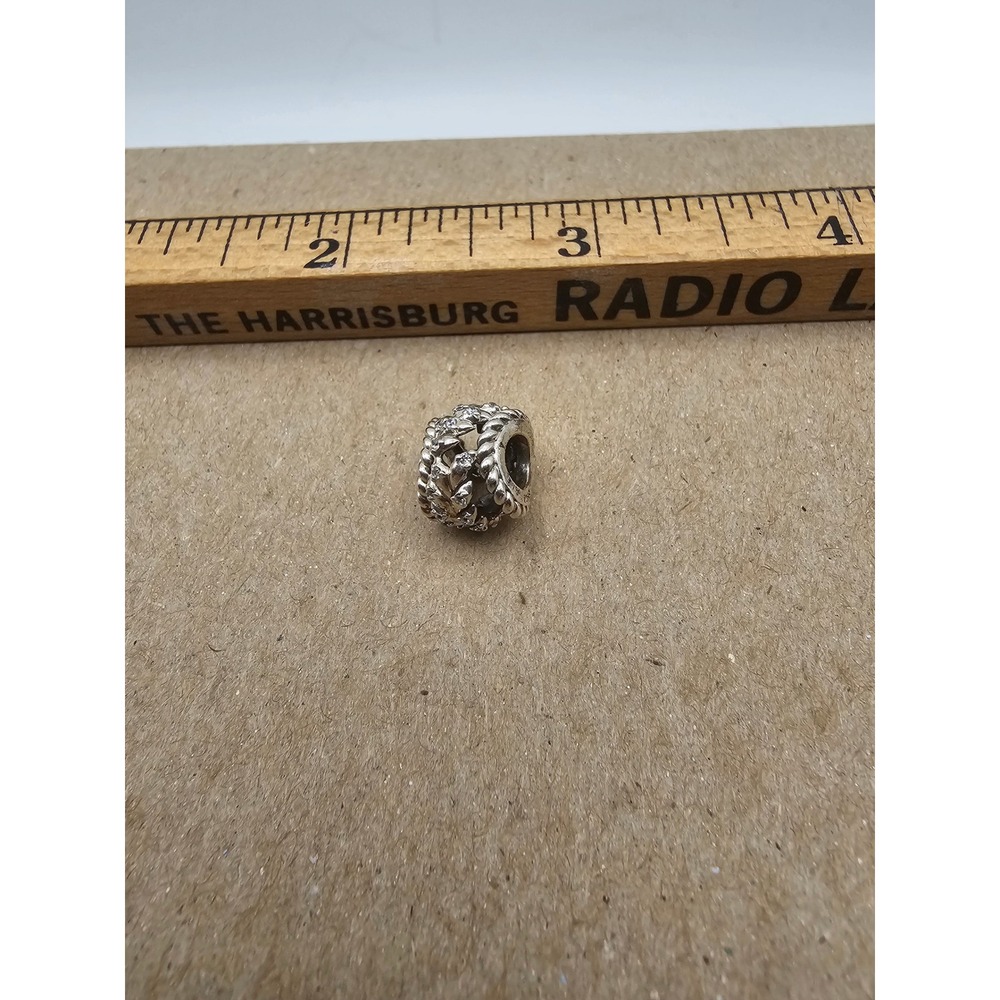 Pandora Sterling Silver Openwork Floral Vine Rope Texture Charm Bead - Bracelet